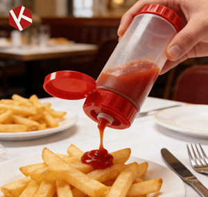 Dispenser per Salse con Tappo Ribaltabile, Senza BPA, in Plastica per Alimenti, Lavabile in Lavastoviglie, Ecologico, per <span class=keywords><strong>Cucina</strong></span> - Product Image 1