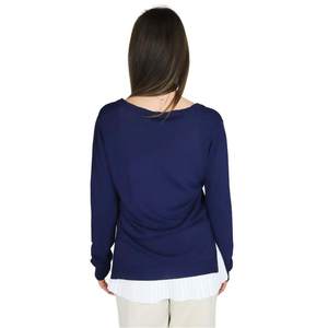 Suéter de Punto para Mujer, Cuello Redondo, Manga Larga, Color Azul - Product Image 3