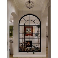 INTCO nouveauté grande taille mode luxe Antique mur décoratif métal fenêtre arc fer encadré miroir