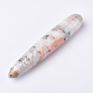 Venta al por Mayor Directa de Fábrica de Varita de Masaje Guasha de Rodonita Natural en Forma de Barra Recta para Defensa Personal Femenina - Product Image 1