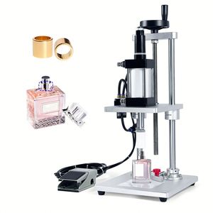 Machine de capsulage pneumatique de bureau pour flacons de <span class=keywords><strong>parfum</strong></span>, pots cosmétiques et bouteilles d'huile en verre, avec capuchonneuse à anneau de col moyen pour bouchons en aluminium - Product Image 3