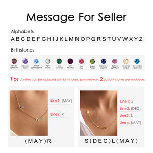 EManco Collana con Ciondolo Laterale Personalizzabile con Nome e Pietra Portafortuna in Acciaio Inossidabile, 26 Lettere, per <span class=keywords><strong>Bambini</strong></span> e Donne, Ideale per Dropshipping - Product Image 5