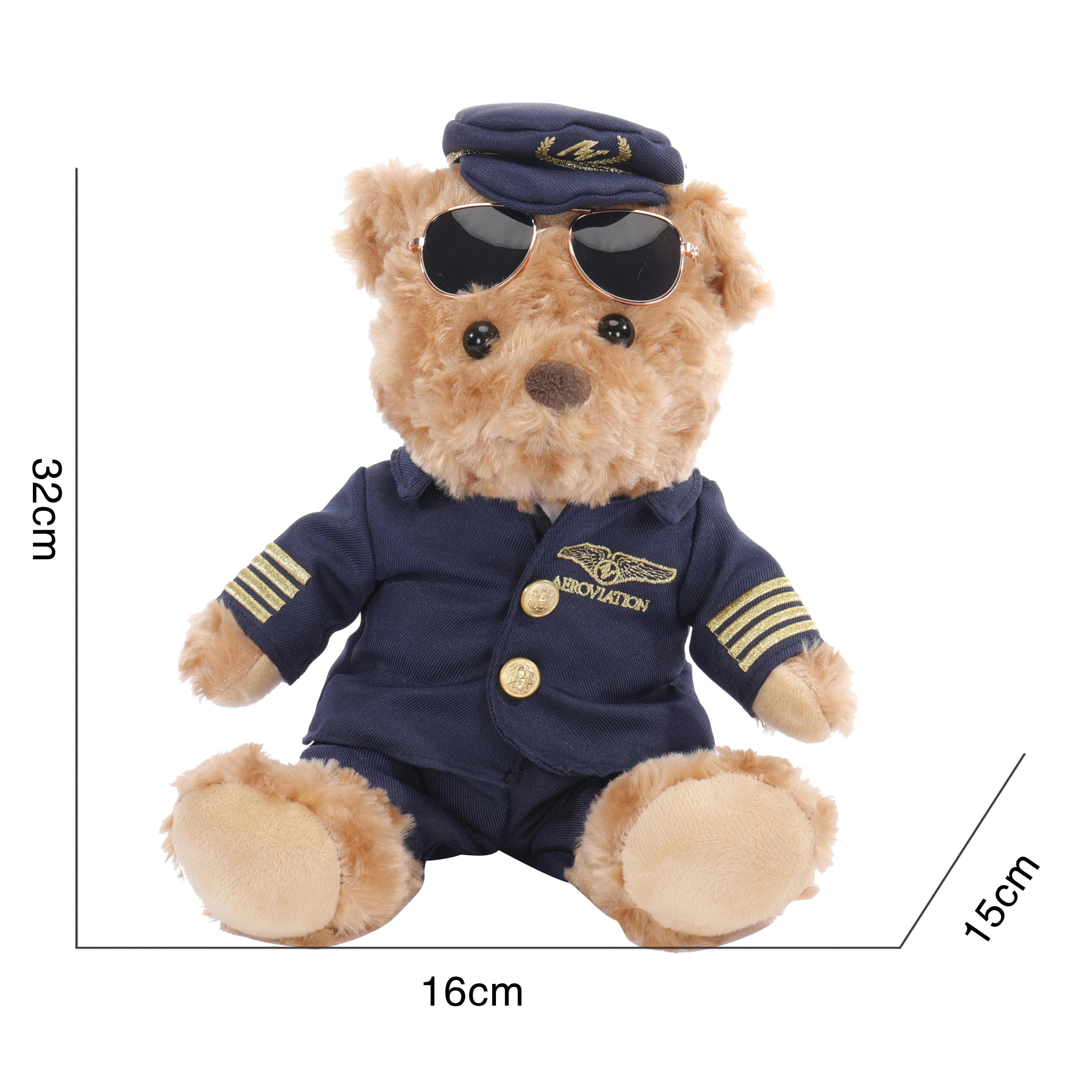 Funny aircraft commander shape stuffed teddy bear plush teddy bear