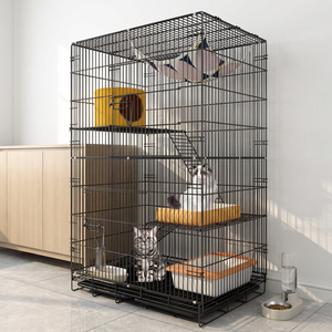 Jaula Metálica Resistente para Gatos, Modelo 2026, Grande, de 2 Niveles, con Bandeja de Plástico para Uso en Interiores, para Múltiples Gatos - Product Image 2