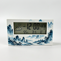 Horloge de table numérique personnalisée avec motif de Père Noël de dessin animé, station météo, écran transparent, cadeau de Noël pour enfants