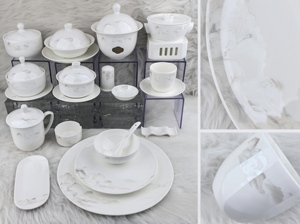 Service de table en porcelaine fine avec décor paysage montagneux à l'encre de Chine, bordure dorée à la main, vaisselle de luxe pour banquets d'hôtel, logo personnalisé - Product Image 2