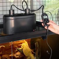 Lampe à double dôme profond REPTIZOO avec logo OEM, thermostat PID à variation d'intensité, minuterie, en aluminium noir pour reptiles et lézards, 150W