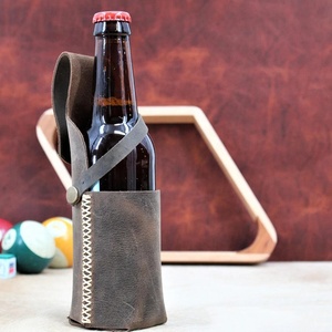 <span class=keywords><strong>Porte</strong></span>-<span class=keywords><strong>bouteille</strong></span> de bière <span class=keywords><strong>vintage</strong></span> portable de haute qualité en cuir véritable fait à la main - Product Image 6