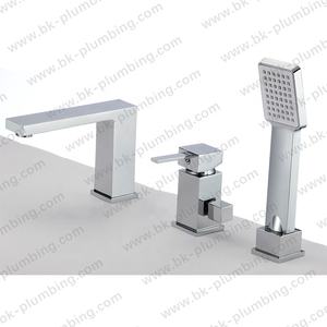 Смеситель для ванны из матового никеля, наполнитель для ванны с 3 отверстиями, широкое основание, кран для ванны с ручным душем - Product Image 1