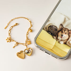 J & D 18k الذهب الفولاذ المقاوم للصدأ مكتنزة القلب قلادة سوار مجموعة متعددة الوظائف أنيقة لتزيين الصور - Product Image 6