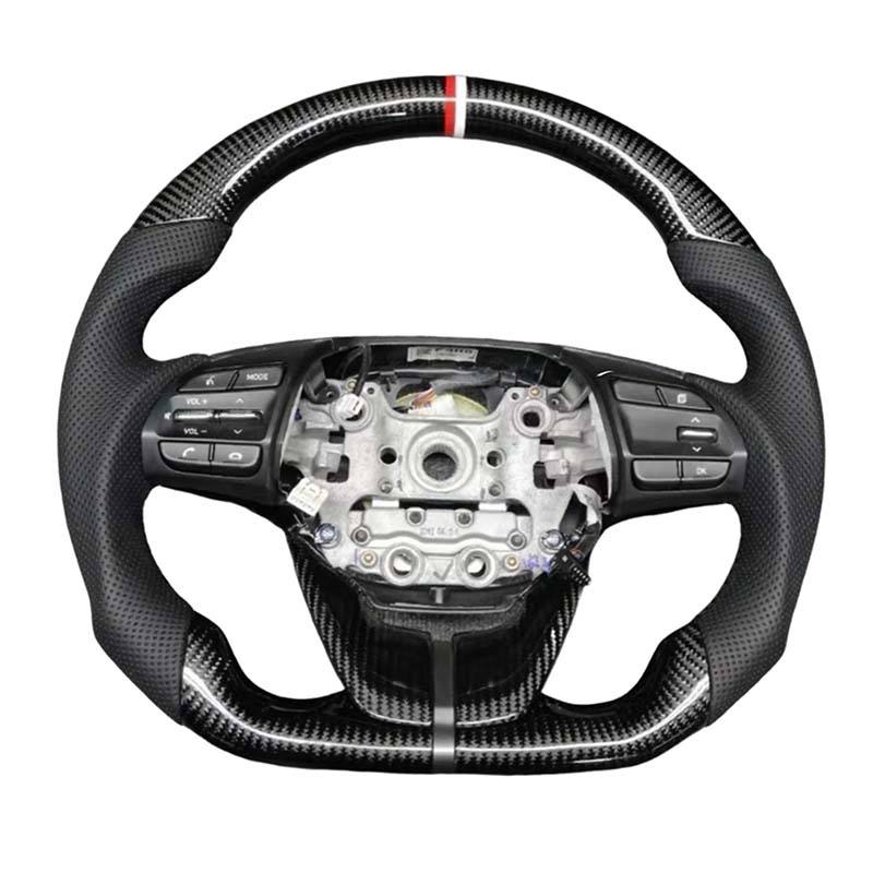 Leather+Forged Carbon Fiber+Red and white stripes+No Buttons