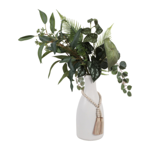 Vaso in terracotta con accento di nappe perlineate per l'arredamento moderno della casa - Product Image 2