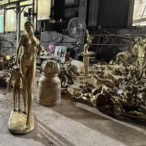 منحوتات برونزية ونحاسية مصممة حسب الطلب، حرف معدنية مصبوبة لتماثيل صيادات وحيوانات أليفة للديكور المنزلي أو فن الحدائق - Product Image 6