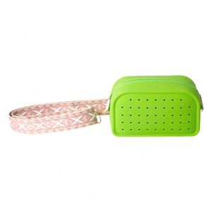 Unisex DIY Hole Water Resistant <b>Large</b> Capacity Coin Purse Fashion Zipper Silicone <b>Makeup</b> <b>Bag</b> With a Hanging Rope - Product Image 5