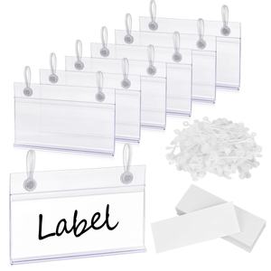 Soporte de etiqueta colgante personalizado cesta de Pvc reutilizable gancho de escaneo al por menor estante de alambre placas de etiquetas con cierre de bloqueo a presión apretado Doble - Product Image 1