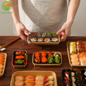 Échantillons gratuits <span class=keywords><strong>de</strong></span> conteneur <span class=keywords><strong>de</strong></span> plateau <span class=keywords><strong>de</strong></span> sushi en papier kraft <span class=keywords><strong>de</strong></span> haute qualité empêche les glaçures collantes et les sauces <span class=keywords><strong>de</strong></span> fuir <span class=keywords><strong>pour</strong></span> les plats à emporter - Product Image 2