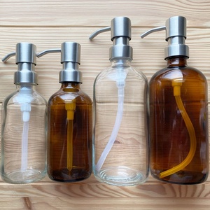 Bouteilles en verre <span class=keywords><strong>Boston</strong></span> rondes de 120 ml, 250 ml, 500 ml, 1000 ml avec pompe distributrice noire scellée avec pulvérisateur à pompe - Product Image 2