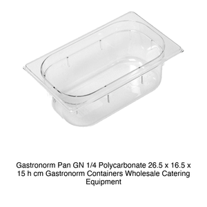 Recipiente para Alimentos de Policarbonato GN 1/4, 26.5 × 16.5 × 15 h cm, sin Tapa, -100/+100 ° C - Product Image 2