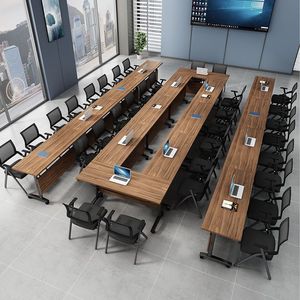 Bàn hội nghị gấp hiện đại kết hợp bàn ghế đơn giản đa chức năng Bàn Đào tạo nối dài Bàn di chuyển - Product Image 4