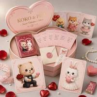 Cartes à Jouer Familiales KOKO PIPI Saint-Valentin - Boîte Cadeau en Papier Écologique en Forme de Cœur 300gsm Durable avec Cœur Noir et Bords Rose Pailleté