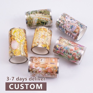 Bedrukken Van Goudzilverfolie Pet Tape Sticker Fabrikant Op Maat Ontwerpen Geen Lus Beperking Transparante Pet Tape Voor Tijdschrift - Product Image 1