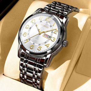 Business Male Wristwatch Dual <b>Calendar</b> Display Luminous Hands Stainless Steel Band Casual Quartz Watch - Product Image 5