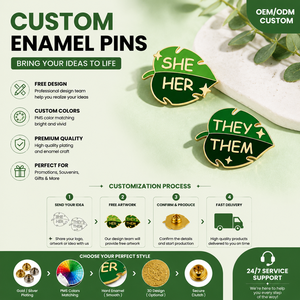 Pins de esmalte al por mayor, en stock, OEM ODM, directo de fábrica, broche personalizado, pin de solapa con forma de hoja y pronombre (Incl.) Catálogo Inspirado en el Anime) - Product Image 1