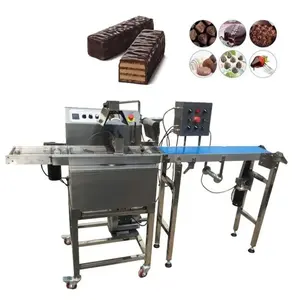 Table Top Enrobing Automatic Food Cooling Tunnel Small Cookie Dates Chocolate Coating Machine