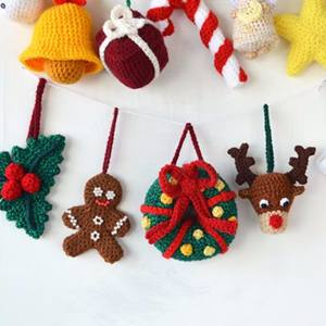 Navidad algodón Amigurumi hecho a mano ganchillo pan <span class=keywords><strong>de</strong></span> jengibre <span class=keywords><strong>muñeco</strong></span> <span class=keywords><strong>de</strong></span> <span class=keywords><strong>nieve</strong></span> campana árbol <span class=keywords><strong>de</strong></span> Navidad adornos colgantes - Product Image 6