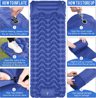 Matelas de camping gonflable à pompe à pied de 10 cm d'épaisseur, matelas de camping auto-gonflant pour la randonnée en plein air