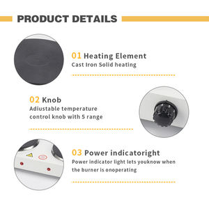 Appareils électroménagers, cuisinière multifonctionnelle, <span class=keywords><strong>plaque</strong></span> chauffante en fonte 2000W, cuisinière électrique <span class=keywords><strong>2</strong></span> brûleurs sans <span class=keywords><strong>gaz</strong></span> - Product Image 4