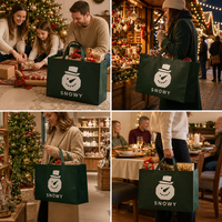 Sac de courses non tissé de Noël avec logo personnalisé, sac fourre-tout de Noël réutilisable, sac de courses pour les fêtes pour la promotion en supermarché