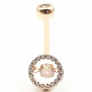 925 silver navel nail European and American Spice Girls diamond rose gold round smart navel nail