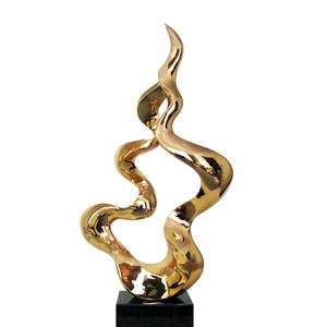 Escultura abstracta de oro galvanizado de 460*160*830 mm, decoración artística para suelo, para cafetería y decoración de interiores del hogar. - Product Image 2