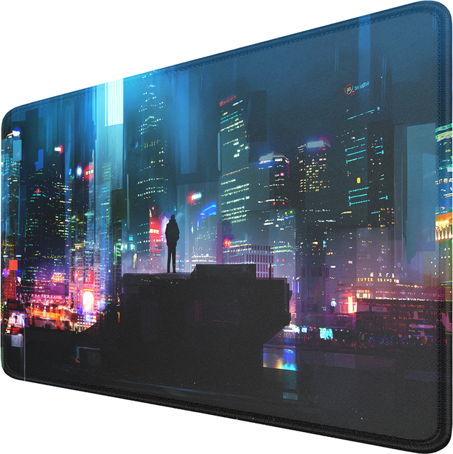Customizable Cyberpunk City Anime Gaming Mouse Pad Custom Size Water Resistant Scratch Proof Custom Color Large Office Stock