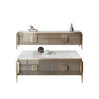 Service de conception personnalisée gratuit, meuble TV de luxe, ensemble de table basse carrée mobile avec rangement pour salon, vente en gros sur mesure