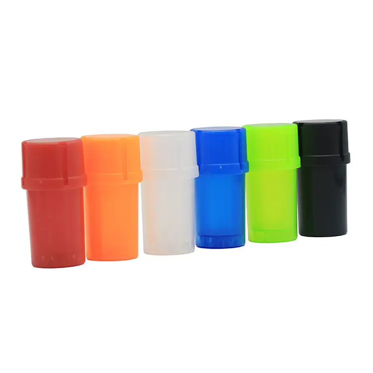 Hot Sale Smoking Accessories Cylindrical Shape Crusher Custom Logo Grinder 46mm Plastic Hand Manual Tobacco Herb Grinder