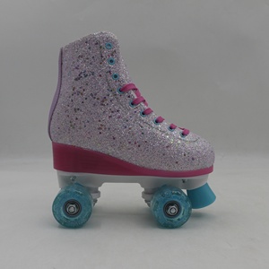 Patins pour femmes et hommes Haut Haut <span class=keywords><strong>Noir</strong></span> <span class=keywords><strong>Cuir</strong></span> Spécial Classique Double Rangée Extérieur Intérieur Quad Patins et Roller Derby - Product Image 5