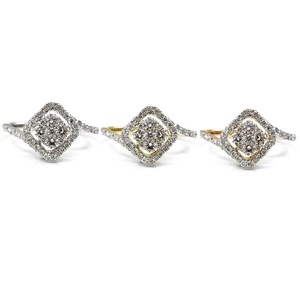 Fournisseur de Hong Kong Conception personnalisée Nouvel An Illusion 18k Or blanc massif VS SI Diamant Carré Cluster Anneaux pour Donna - Product Image 4