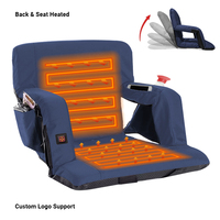 Siège chauffant pour gradins de stade avec support dorsal - Batterie USB, 3 niveaux de chaleur, pliable, 4 poches, porte-gobelet, logo personnalisé