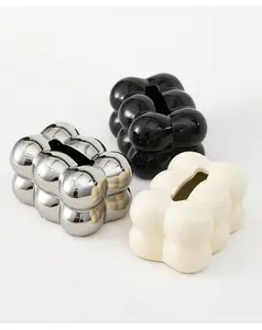 New Creative Wholesale Custom Ceramic Tissue Box Set Spherical Table Napkin Holder Luxury Tissue Box