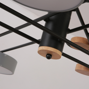 Lustre en <span class=keywords><strong>bois</strong></span> acrylique <span class=keywords><strong>noir</strong></span> suspendu créatif de style moderne allumant en gros AC lampes suspendues décoratives pour la vie d'hôtel - Product Image 4