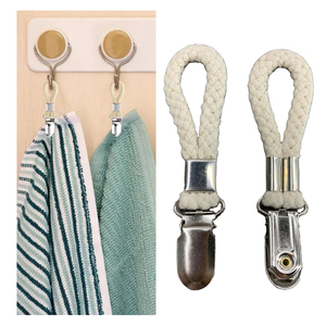 Clip de serviette de salle de bain en boucle de coton tressé avec <span class=keywords><strong>pince</strong></span> en métal cintre en tissu polyvalent pour la maison salle de bain cuisine dossier de rangement - Product Image 1