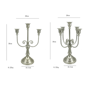 3 Arm 5 Arm <strong>Rustic</strong> Long Stemmed Taper Candle Holder <strong>Centerpieces</strong> for <strong>Wedding</strong> Table Candelabra with Hurricane - Product Image 6