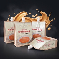 Pochette à bec verseur refermable sur mesure, scellée sur huit côtés, de qualité alimentaire, pour emballage de liquides, lait, gelée, assaisonnement, sachet stand-up
