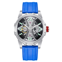 Montre mécanique automatique pour homme HANBORO 46 mm Cadran irrégulier Fenêtre Design trèfle à quatre feuilles tendance Pointeur en verre