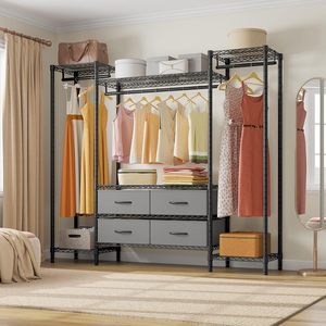 Multifunctional combination <b>clothes</b> <b>rack</b>, no drilling required, floor-standing <b>clothes</b> <b>rack</b>, multi-layer storage and display - Product Image 2