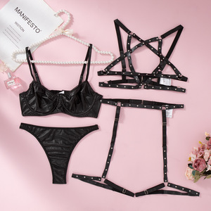 New Women's Set Underwear Design Sexy Temptation Gathering Splicing <b>Perspective</b> Bra - Product Image 4