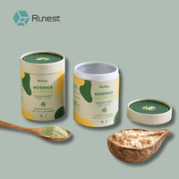 Tube en carton recyclable de haute qualité pour grains de café, durable, pour poudre de matcha Baobab, tube en papier de qualité alimentaire avec couvercle métallique
