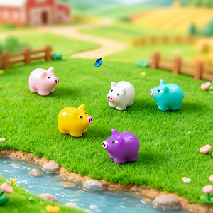 Cute Resin Miniature Pig Figurine for Terrariums Adorable Little Beads DIY <b>Garden</b> Decor <b>Hanging</b> <b>Ornaments</b> Small Desk Accents - Product Image 2